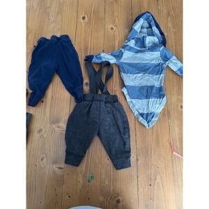 Carters‎ Child of Mine Baby 3M 3-6M Blue Stripe Bodysuit Suspenders Pants  Set